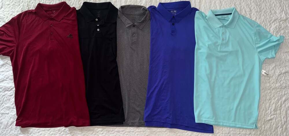 Lot of 5 Golf Polos Sz XL (x4) and Sz L (x1) (Adidas, Reebok and others)